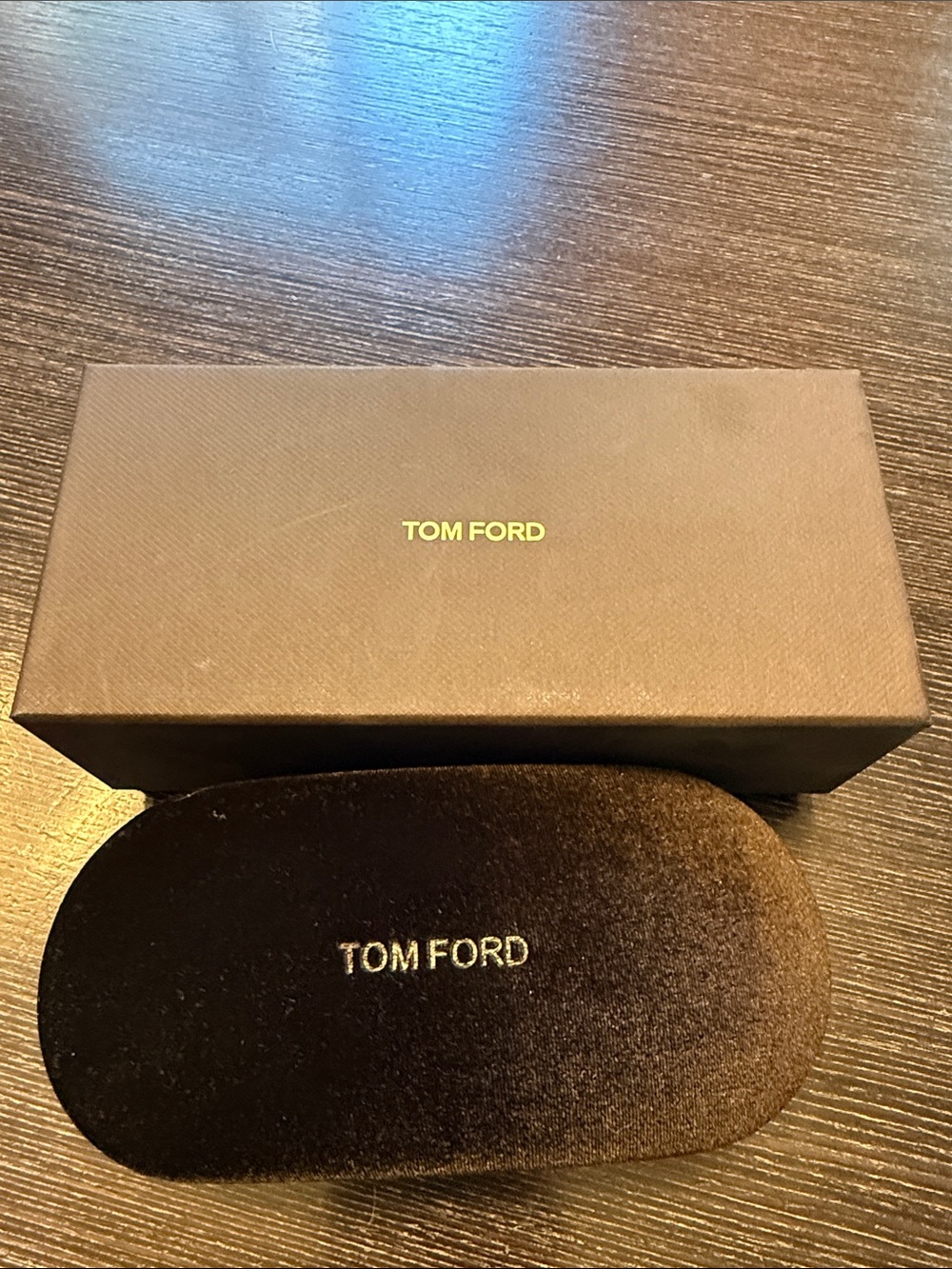 Tom Ford Brown and Gold Sunglasses Case Set
